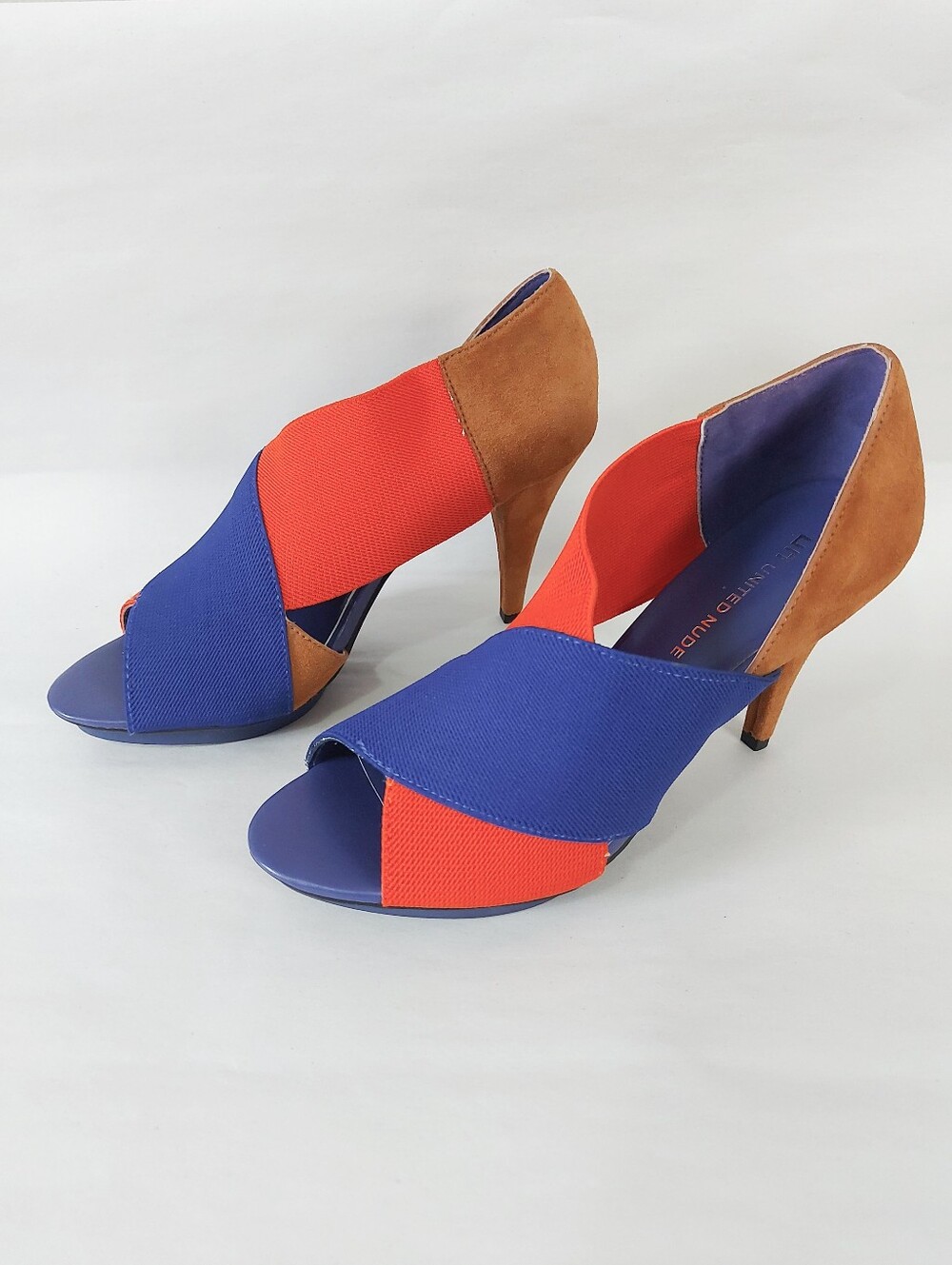 United Nude Stretchy Colorblock Suede Peep-Toe Heels Pumps Size 40 EU Comfy Shoe